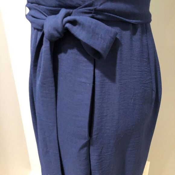 Tahari Navy Blue Sleeveless One-Piece Jumpsuit with Tie Sash Size 2 - Picture 6 of 10